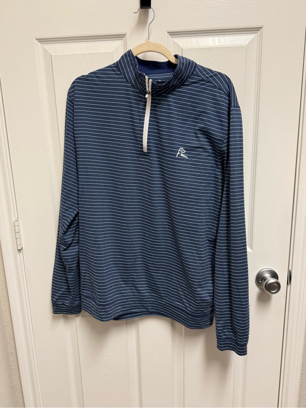 Rhoback Blue Striped Quarter Zip Sweater